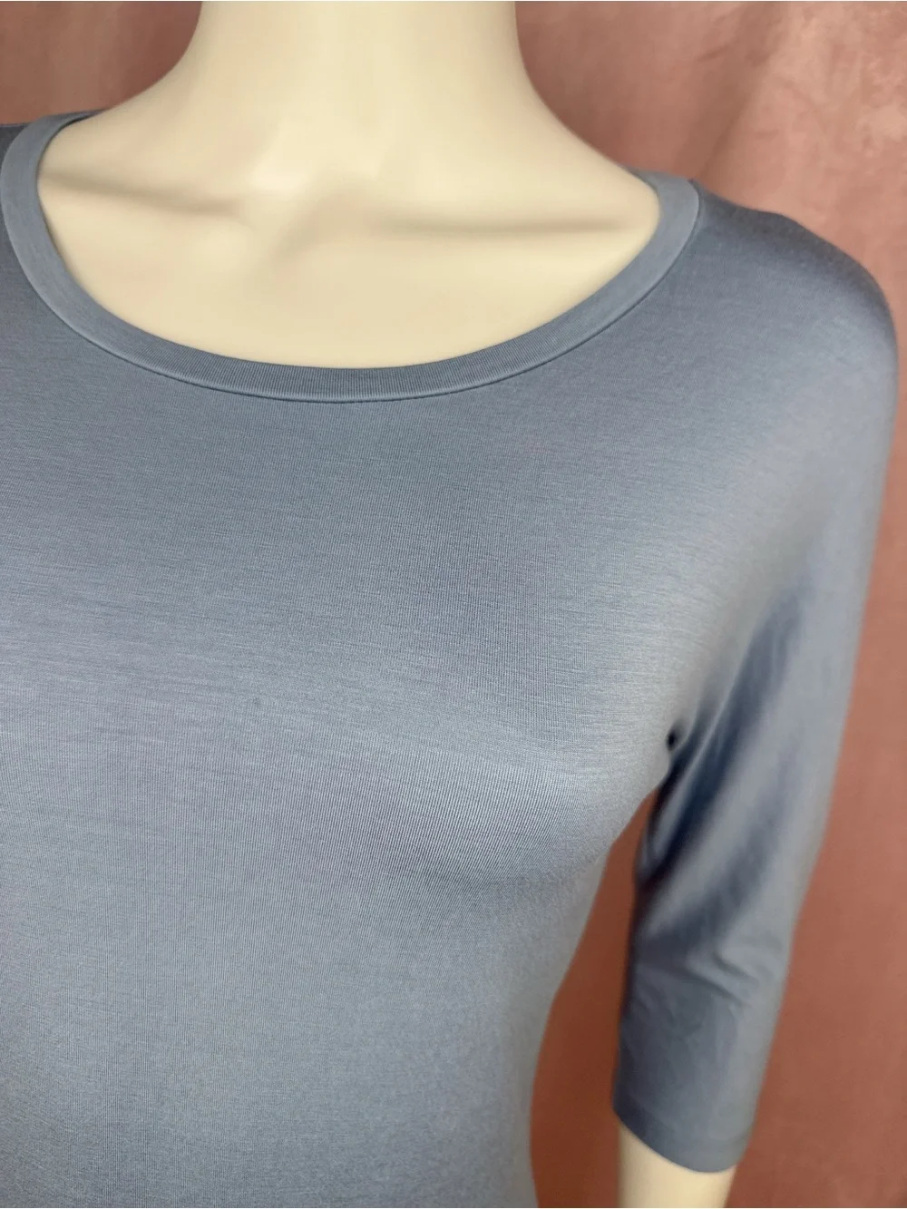 Max Mara Womens Blue Round Neck Jersey Knit Top Size Small Designer Stretch - Picture 4 of 6